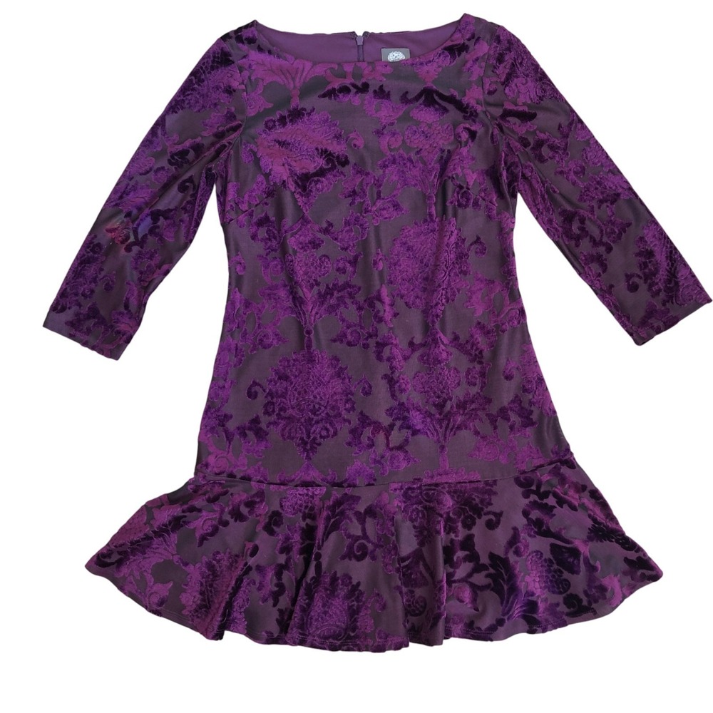 Vince Camuto Purple Burnout Velvet Dark Romantic Mini Dress Sz‎ 4 $168